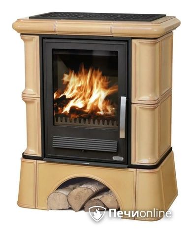 Печь-камин ABX Bavaria K (6,9кВт в воду), кафельный цоколь, табак в Бердске